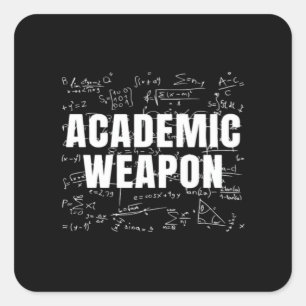 Pegatina Cuadrada Arma académica - Clásico Inspirador - Volver a