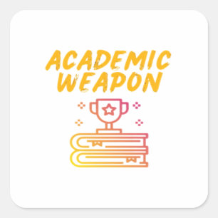 Pegatina Cuadrada Arma Académica - Inspiradora sobredimensionada