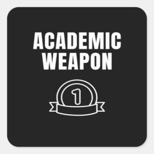 Pegatina Cuadrada Arma Académica - Inspiradora Tr Graciosa