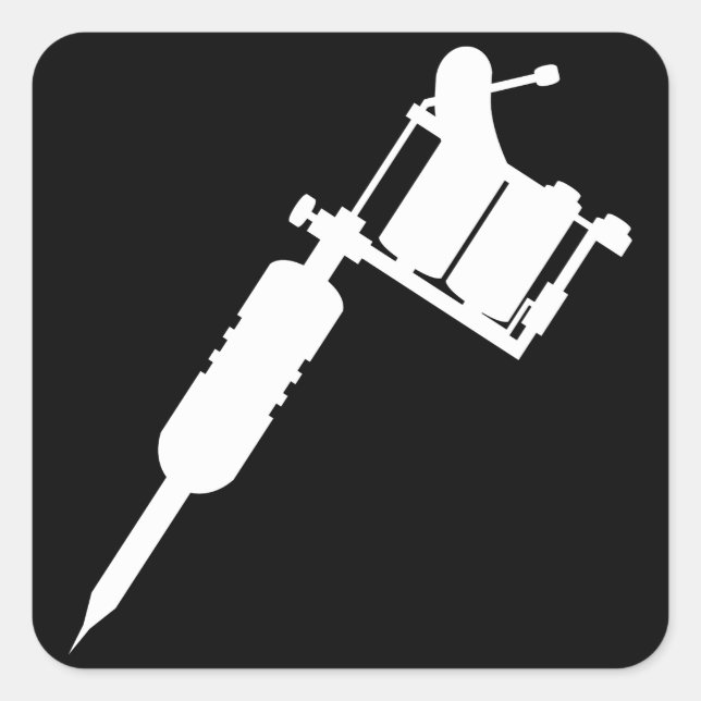 Pegatina Cuadrada arma de tatuaje (Anverso)