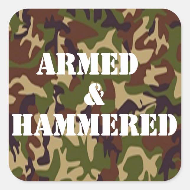 Pegatina Cuadrada Armados y Hammered (Anverso)