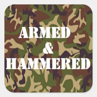 Pegatina Cuadrada Armados y Hammered