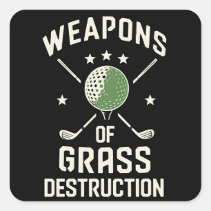 Pegatina Cuadrada Armas de Destrucción de Césped Clubs de Golf Sarcá