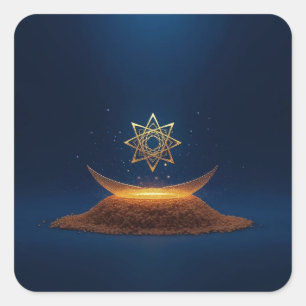Pegatina Cuadrada Armonía Dorada – Resonancia Divina del Shree Yantr