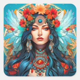 Pegatina Cuadrada Armonía en el patrimonio - Diseño Art Nouveau