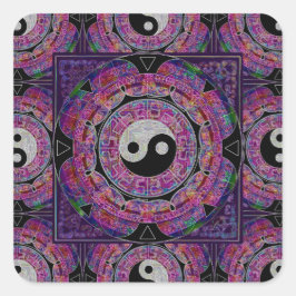 Pegatina Cuadrada Armonía y equilibrio Mandala púrpura