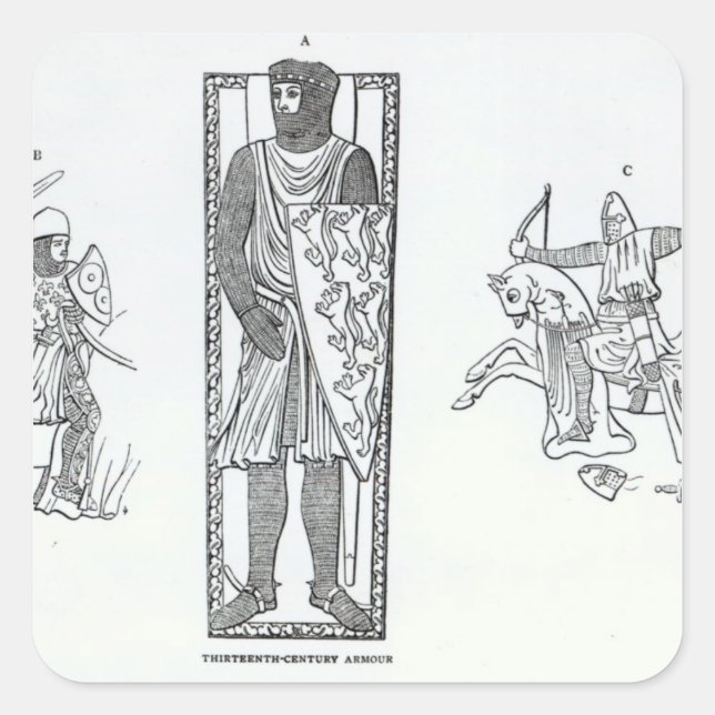 Pegatina Cuadrada Armor del siglo XIII (Anverso)