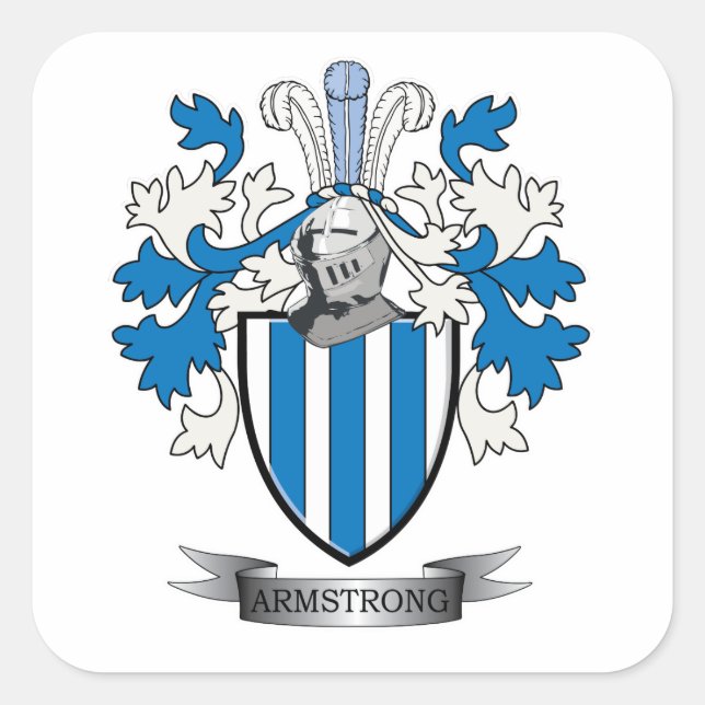 Pegatina Cuadrada Armstrong Family Crest Coat of Arms (Anverso)