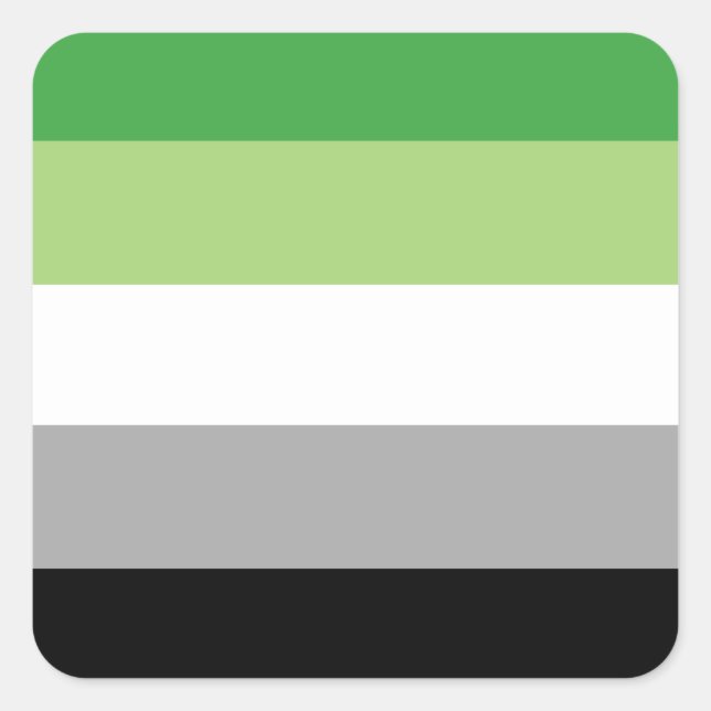 Pegatina Cuadrada Aromantic Pride Flag   (Anverso)