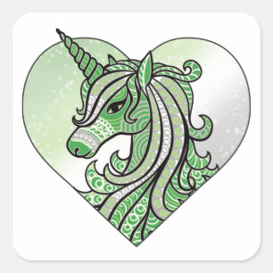 Pegatina Cuadrada Aromántico Orgullo Aro Unicorn Zen Doodle