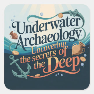Pegatina Cuadrada Arqueología Subacuática de descubrir los secretos