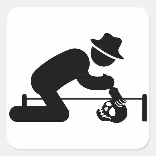 Pegatina Cuadrada Arqueólogo (Anverso)