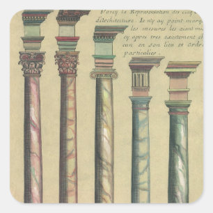 Pegatina Cuadrada Arquitectura antigua, los 5 órdenes arquitectónico