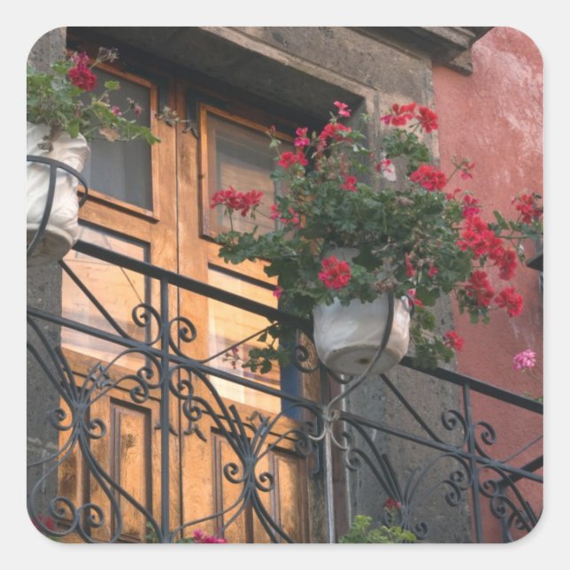 Pegatina Cuadrada Arquitectura en las calles de San Miguel de (Anverso)