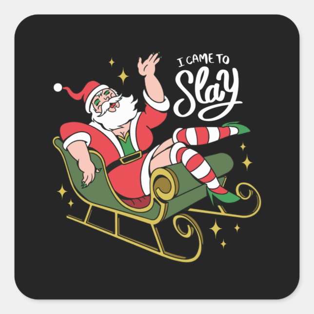 Pegatina Cuadrada Arrastrar Santa Reina (Anverso)