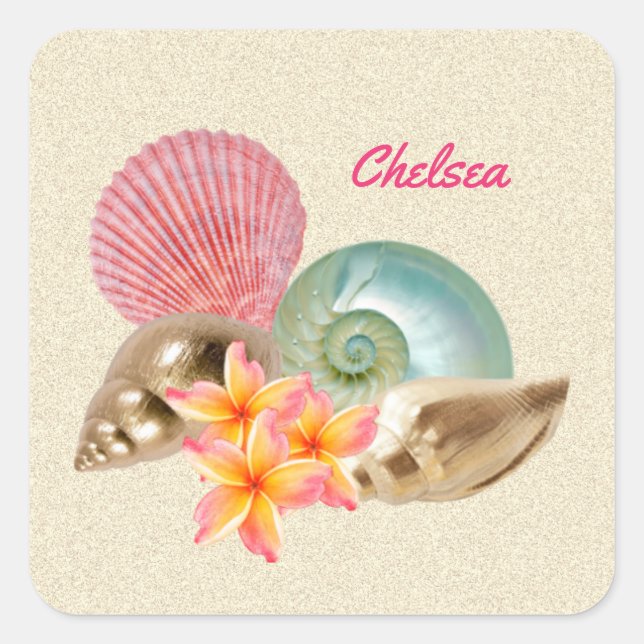 Pegatina Cuadrada Arreglo costero (Anverso)