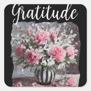 Pegatina Cuadrada Arreglo de Flor Gratitude de Pink Carnations