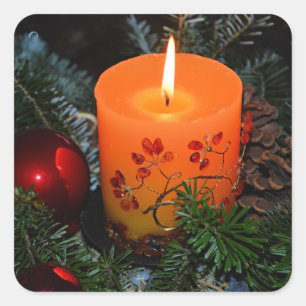 Pegatina Cuadrada Arreglo de velas de navidades
