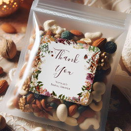 Pegatina Cuadrada Arreglo Floral Otoñal Rústico