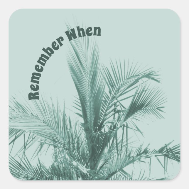 Pegatina Cuadrada Arriba de la palmera en verde pálido (Anverso)