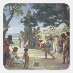 Pegatina Cuadrada Arrojando el Discus, 1875