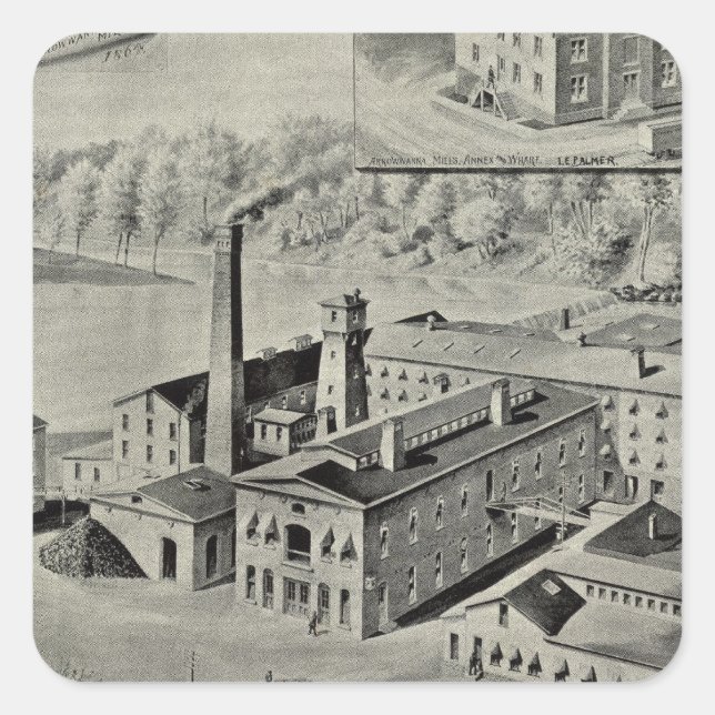 Pegatina Cuadrada Arrowwant Mills (Anverso)