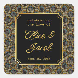 Pegatina Cuadrada Art Deco Embroidered-Style Wedding Square Sticker