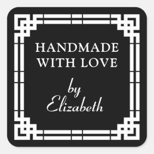 Pegatina Cuadrada Art Deco hecho a mano con amor