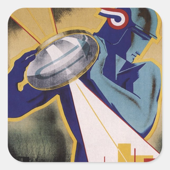 Pegatina Cuadrada Art Deco Jaarbeurs Utrecht 1934 (Anverso)