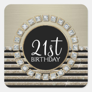 Pegatina Cuadrada Art Deco Moderno Aspecto horizontal de raya Purpur