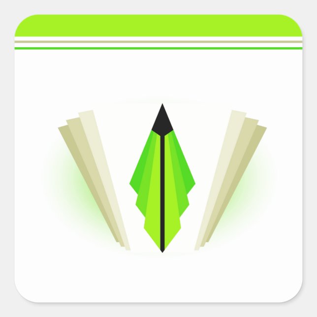 Pegatina Cuadrada Art Deco Motif in Greens and Creams Square Sticker (Anverso)