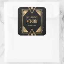 Art Deco Nombres Fecha Boda Negro Oro