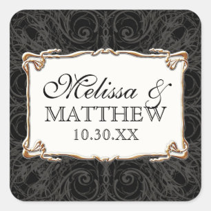 Pegatina Cuadrada Art Deco Nouveau Lace n Gold Look Personalizado