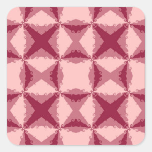 Pegatina Cuadrada Art Deco Pink Floral Swirl Retro Resumen Arte