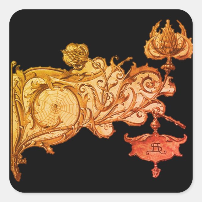 Pegatina Cuadrada Art nouveau fall sconce spiderweb anton seder (Anverso)