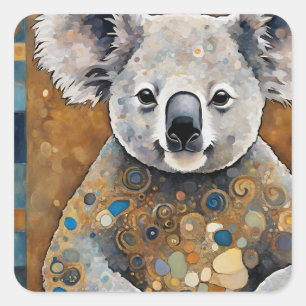 Pegatina Cuadrada Art Nouveau Koala Bear