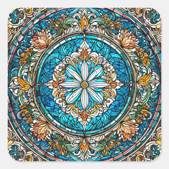 Pegatina Cuadrada Arte abstracto cristiano de vidrio templado (Anverso)