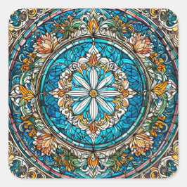 Pegatina Cuadrada Arte abstracto cristiano de vidrio templado