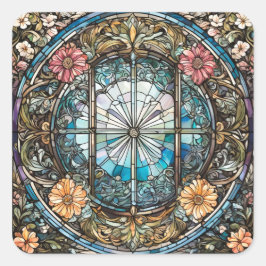 Pegatina Cuadrada Arte abstracto cristiano de vidrio templado