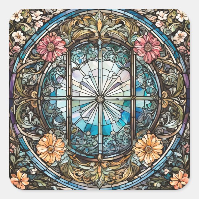 Pegatina Cuadrada Arte abstracto cristiano de vidrio templado (Anverso)