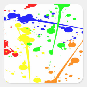 Pegatina Cuadrada Arte abstracto de salpicadura de pintura colorido