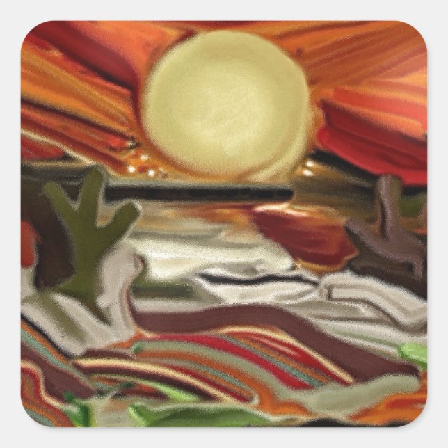 Pegatina Cuadrada Arte abstracto del Suroeste de los Cielos (Anverso)