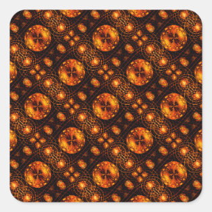 Pegatina Cuadrada Arte abstracto elegante boho moderno dorado patrón