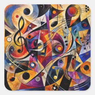Pegatina Cuadrada Arte abstracto musical estilo Kandinsky 