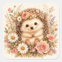 Arte Acuarela de Erizo Floral