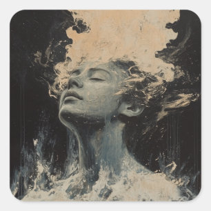 Pegatina Cuadrada Arte aleatorio hecho por mi gato