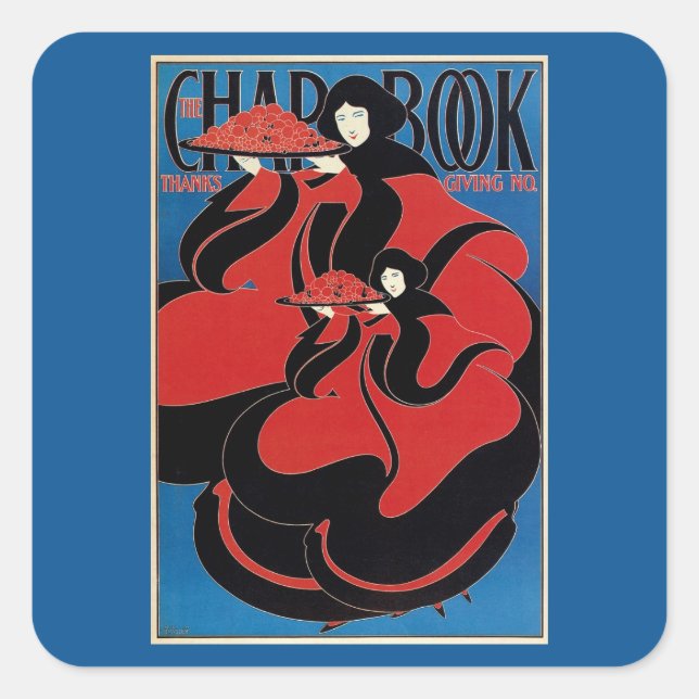 Pegatina Cuadrada Arte Antiguo Libro de Chap Thanksgiving (Anverso)