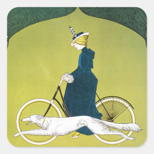 Pegatina Cuadrada Arte Antiguo Moderno, Victoria Fahrrad Werke, Rehm