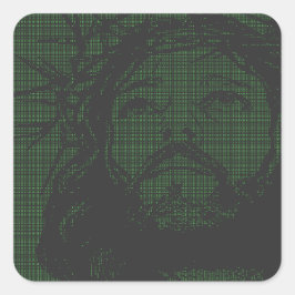 Pegatina Cuadrada Arte ASCII Jesús Corona de Espinas Juan 19:30