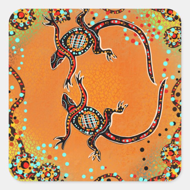 PEGATINA CUADRADA ARTE AUSTRALIA (Anverso)